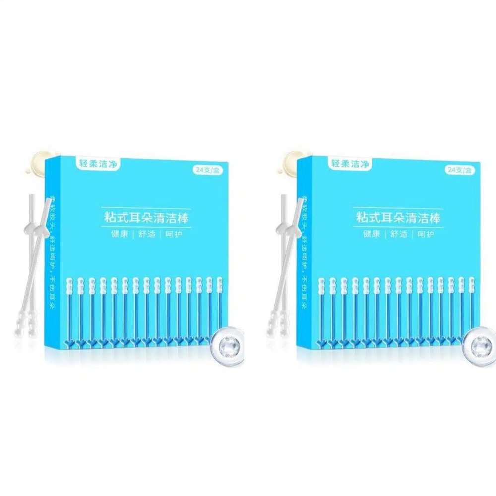 48 Pieces Sticky Ear Cleaning Sticks, Ear Wax Removal Tool, Sticky Ears Cleaners for Adults, Upgraded Reusable Soft, Portable Ears Pick for Adults Grooming Health Care Travel Home