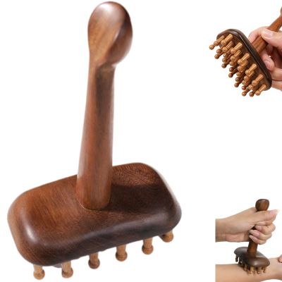 KINTEGOOD Large Wooden Meridian Massage Brush, Sandalwood, Long Handle