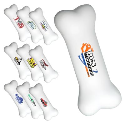 100 Pack Custom Bone Stress Reliever Bulk, Personalized PU Foam Promo Item with Full Color Logo for Veterinary Clinics, Pet Businesses, Trade Shows & Office Use, 3.15 x 2.56 Inch
