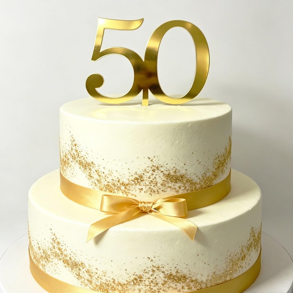 Gold Acrylic Number 50 Cake Topper for 50th Birthday,Happy 50 Birthday Cake Charm,Fiftieth Theme for Golden Wedding Birthday Anniversary Celebration Ideas Cake Decorating for Him Her