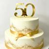 Gold Acrylic Number 50 Cake Topper for 50th Birthday,Happy 50 Birthday Cake Charm,Fiftieth Theme for Golden Wedding Birthday Anniversary Celebration Ideas Cake Decorating for Him Her view 1