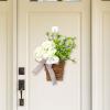 Sclmgo Cream Hydrangea Door Hanger Front Door Flowers Basket for Home Decor Outside view 4