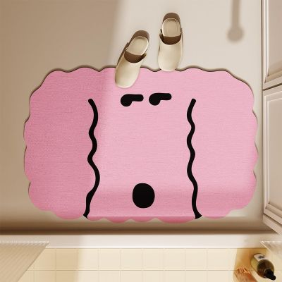 Cute Animal-Patterned Rug, Optical Illusion Door Mat, Absorbent and Quick-Drying, Double-Sided Non-Slip, Suitable for Bathroom, Entryway, Kitchen(Pink,Large)