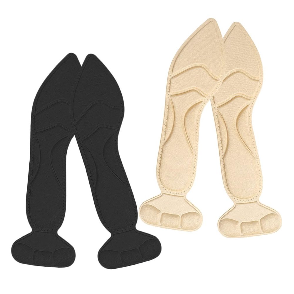 Amosfun High Heel Sponge Insoles and Heel Cushion Inserts for Women Shoes Pads Breathable Sweat-Absorbing Soft Foam Massage Insoles 2 Pairs Black and Beige