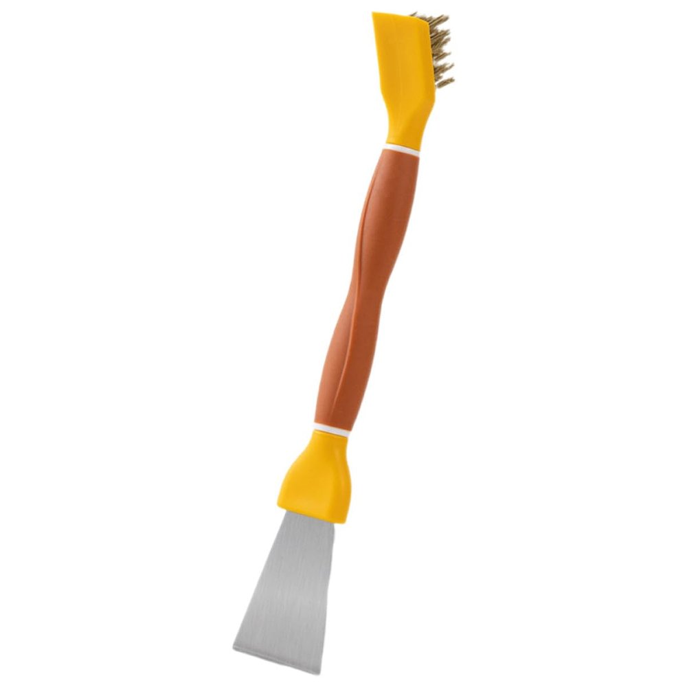 Ipetboom Dual-Ended Kitchen Scrub Brush with Stiff Bristles and Scraper, Handheld Cooktop Cleaner for Removing Grease and Rust, Multifunctional Small Cleaning Tool for Kitchen and Bathroom