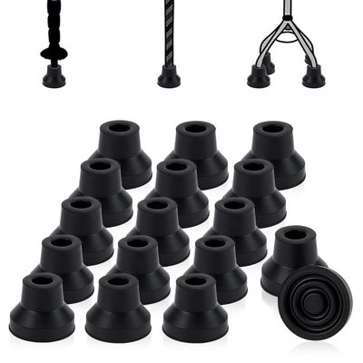GOMAKERER 16 Pcs 13mm Quad Cane Tip, Heavy Duty Walking Cane Rubber Tips Replacement Non-Slip Extreme Grip Cane Replacement Foot for Quad Cane, Walking Stick and Furniture