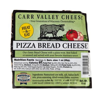 Carr Valley Cheese Pizza Bread Cheese 6oz (Pack of 4)
