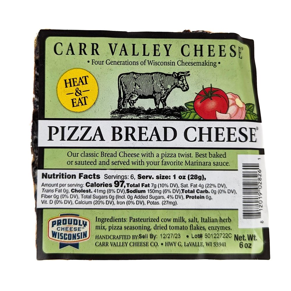 Carr Valley Cheese Pizza Bread Cheese 6oz (Pack of 4)