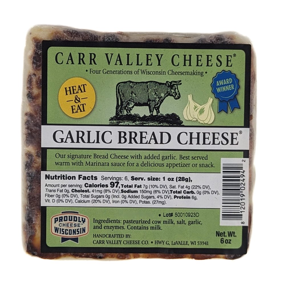 Carr Valley Cheese Garlic Bread Cheese 6oz (Pack of 4)