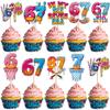 36 PCS 6 7 Party Decorations Funny Six Seven Cupcake Toppers Double Sided Baseball Funny 6 7 Birthday Cake Decorations for Donut Ice Cream Six Seven Meme Birthday Party Cupcake Decorations Supplies view 1