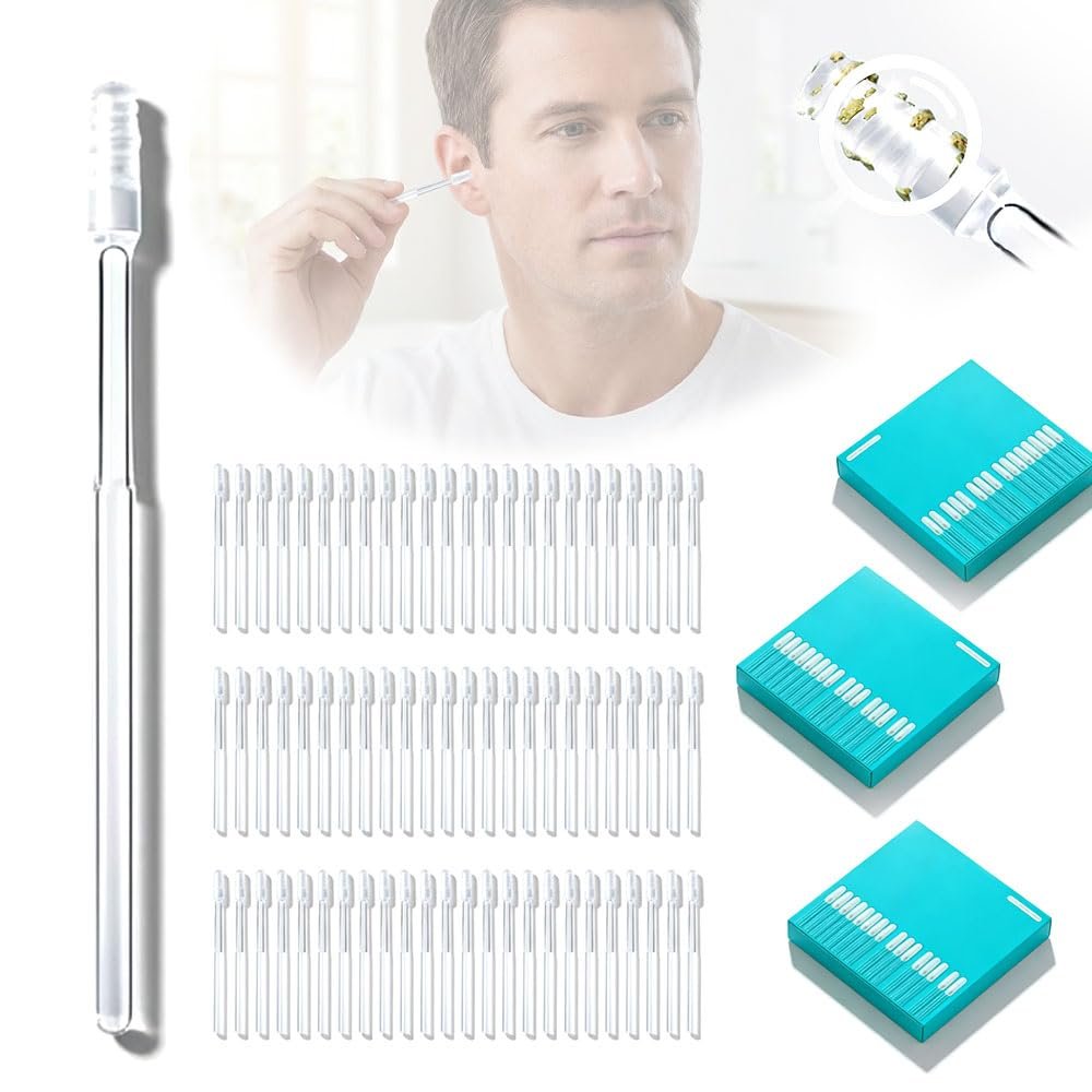 2026 New Earwax Removal Adhesive Swabs, Reusable Earwax Removal Adhesive Swabs, Adult Spiral Ear Wax Removal Ear Scoop Remover Tool with Dust Cover Packaging (3 pcs, Large)