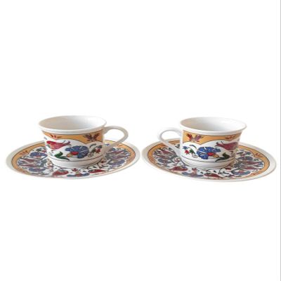 SODEF Coffee Set Porcelain Tile Themed 2 Person 90ml Turkish Coffee Set - Multicolor