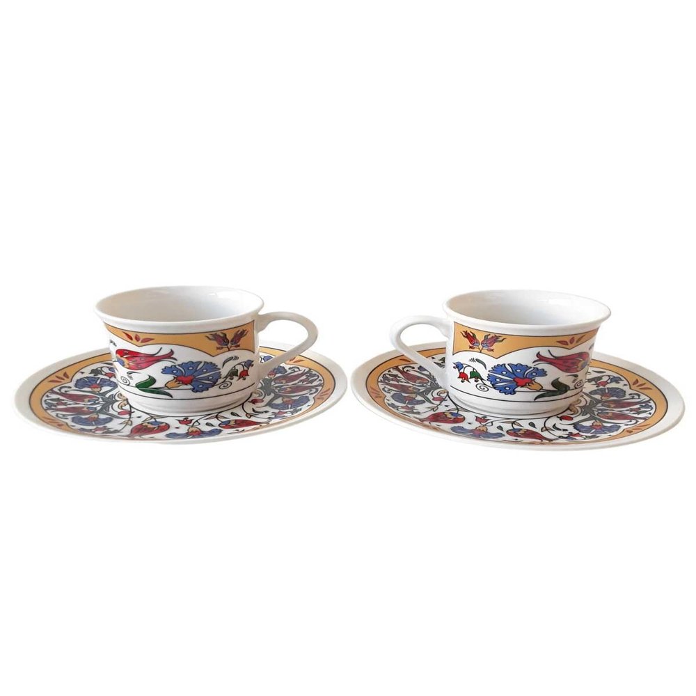SODEF Coffee Set Porcelain Tile Themed 2 Person 90ml Turkish Coffee Set - Multicolor
