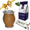 BOHEMIA YERBA MATE SET. 1 Yerba Mate Tea Bag + Mate Calabash Gourd (Camionero style) + Mate Straw (Handcrafted in German Silver) + Cleaning Brush view 1