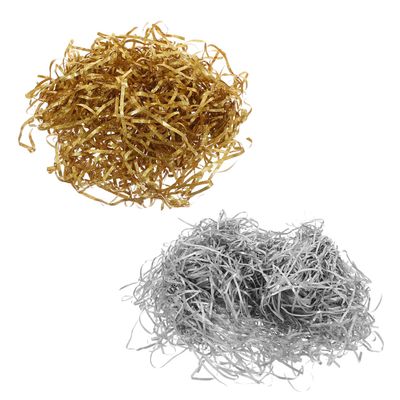 balacoo Glitter Shredded Tissue Paper 200g (gold 100g + Silver 100g) Metallic Crinkle Cut Box Stuffing Basket Filler Decorative Paper for Wrapping Party DIY Craft