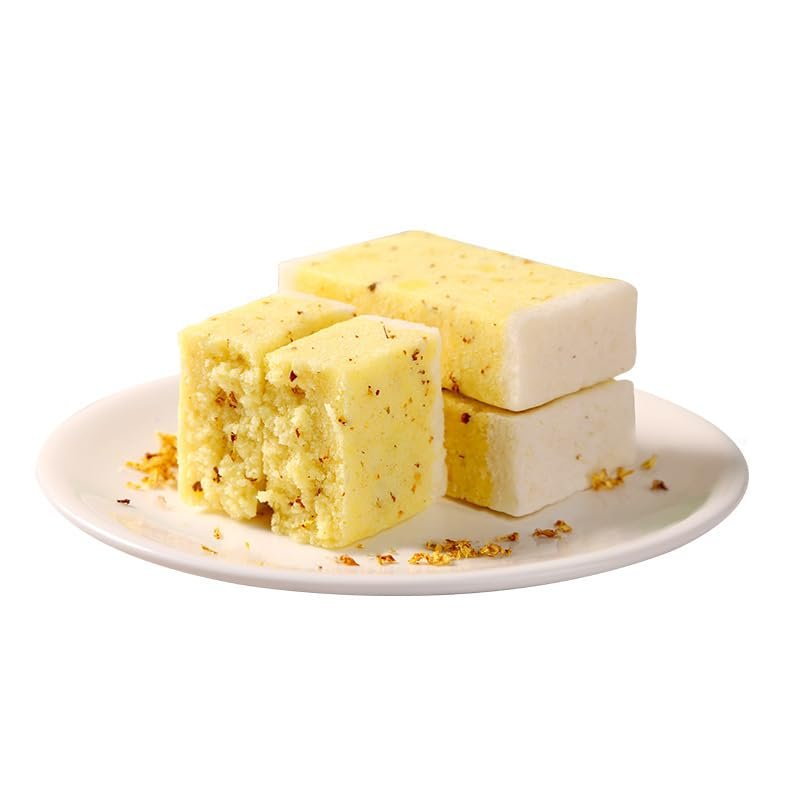Osmanthus Seed Cake, Sugar Free Chinese Traditional Rice Cake Snack, Soft Chewy Dessert with Euryale Seeds (500g/bag)