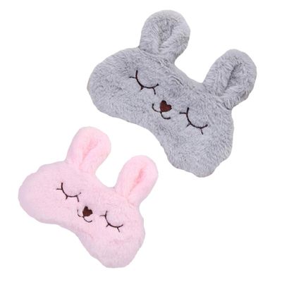 Angoily Rabbit Sleeping Eye Mask Plush Eye Cover 2pcs Set Pink and Gray Soft Eyeshade for Travel Nap Night Sleep