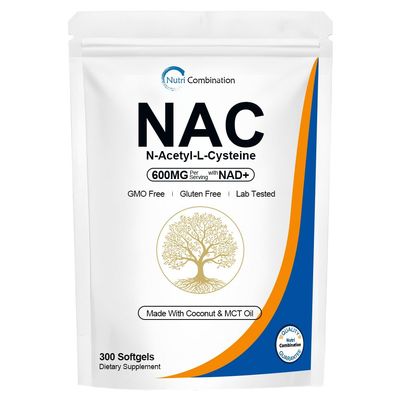 Aeteon NAC Supplement 600mg with NAD+, Daily Wellness Support, Non-GMO, Vegan, Coconut & MCT Oil, 300 Softgels