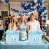 Light Blue 15th Birthday Gift Bag with Tissue Paper and Card Large Sweet 15 Birthday Era Party Favor Bags for Girls Fifteen Years Old Birthday Gift Wrap Blue Sparkle Print Theme Party Decor 11.8in view 2