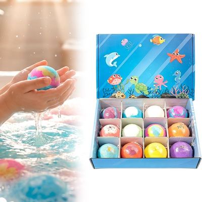 Bath Bombs with Toys Inside for Kids, 12 Pack Ocean Toy Splash Surprise Bath Bombs, Natural Sea Salt Color Changing Spa Bath Balls with Toys, Great Gift for Kids Birthdays, Easter, Christmas