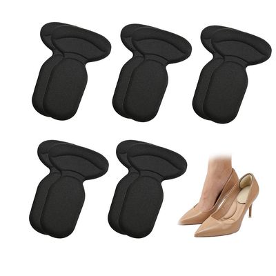 10PCS Heel Pads for Shoes Too Big, Grips Liners for Womens & Men, Back Cushion Inserts Shoe Fillers, Anti Slip Blister Prevention Grippers, Self Adhesive Comfort Insoles (Black)