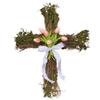 Artificial Cross Sign Door Hanger Wreath 16" Cross Wreath with Flowers for Front Door Spring Decorations view 1