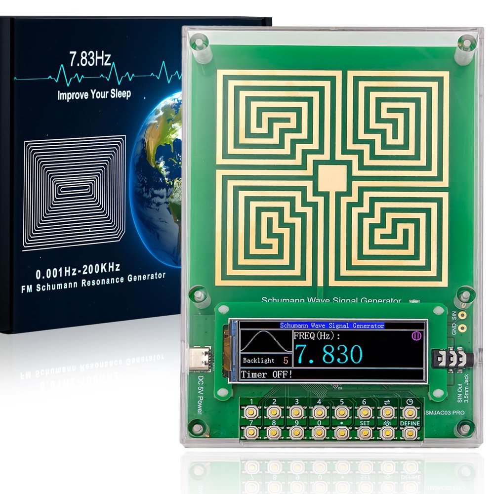 7.83Hz Frequency Generator | Schumann Resonance Generator with 1-24 Hour Adjustable Timer | Suitable for Home Relaxation, Office and Meditation Spaces | Adjustable from 0.001Hz to 200kHz | Green