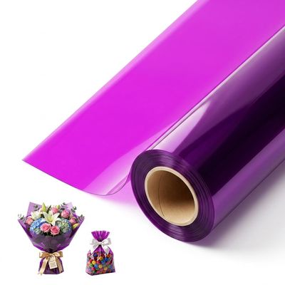 WINDAWNKE Purple Cellophane Wrap Roll 16in x 98ft, Cellophane Wrapping Paper for for Gift Basket, Clear Gift Wrapping Paper for Bouquet Flower Basket Packing DIY Crafts