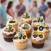 60 Pack Edible Construction Cupcake Toppers Dump Truck Excavator Tractor Party Stop Sign Cupcake Picks Kids Birthday Construction Theme Baby Shower Party Cake Decorations Supplies view 4