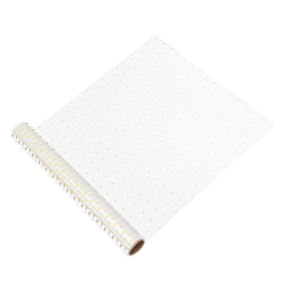 PAMINGONO Flower Wrap Sheet Roll 40cm X 30m Waterproof Floral Packing Film Gold Dots for Bouquet Wrapping and Packaging