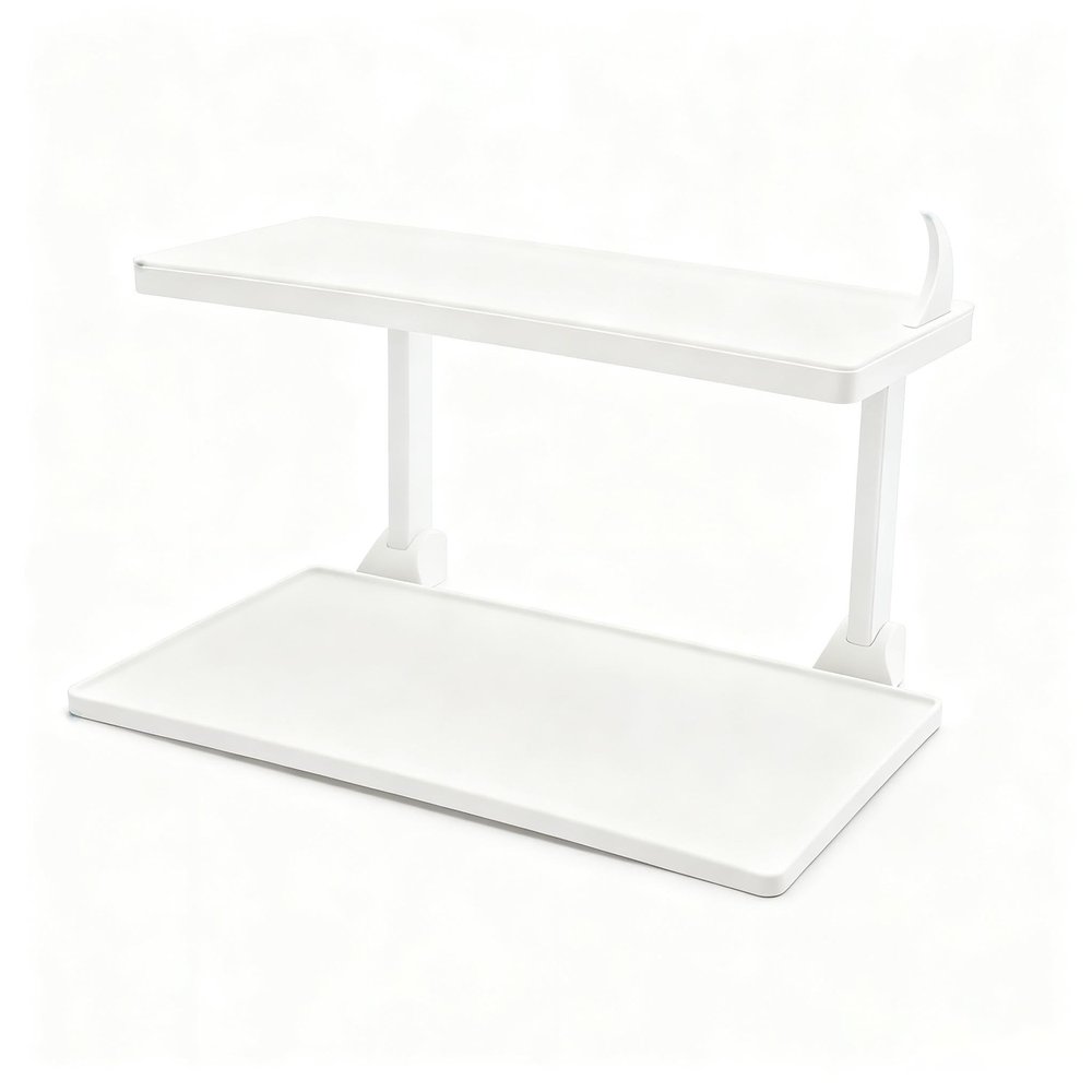 Bedside Shelf with Removable Hooks Compatible with ResMed AirSense 11, 10, AirCurve 10 - Double Layer Organizer for CPAP - Saves Nightstand Space & Protects from Dust (White)