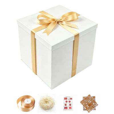 PACKGILO Large White Gift Box with Lid 12x12x10 Inches White Box