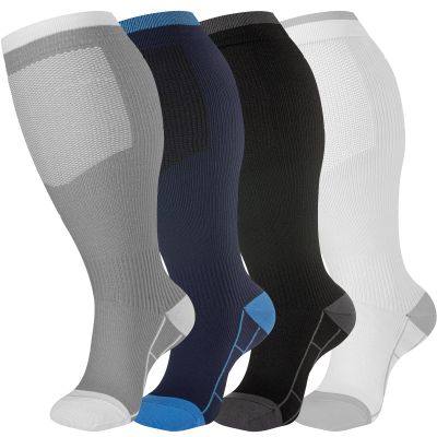 bropite 3/4 Pairs Plus Size Compression Socks for Women & Men 20-30 mmhg-Extra Wide Calf Support Socks for Medical,Running