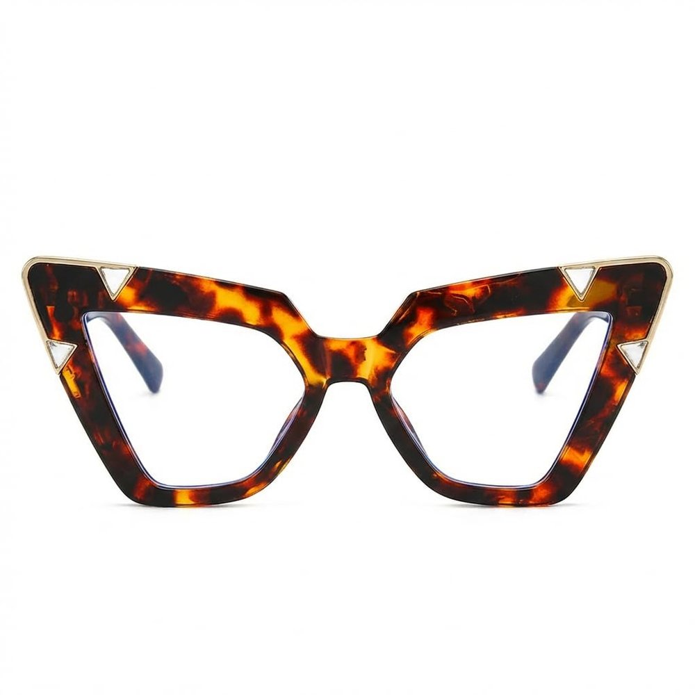 Melrose Oversized Cat Eye Reading Glasses Luxury Bling Rhinestone Magnified Blue Light Blocking Reader Glasses (Leopard, 3.0, x)
