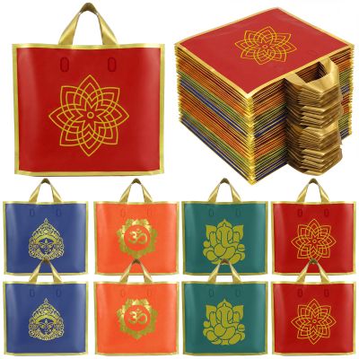Sabary 96 Pack Pooja Return Gifts Bags Indian Return Gift Bags Matte Finish with Golden Trim for Varalakshmi Vrata Diwali Lotus Shravana Lights Party Puja Hindu Religious Traditional Indian Ceremony