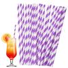 100 PCS Paper Straws for Drinking, Disposable Purple Striped Paper Straws Purple and White Drinking Straw for Cocktail Milkshake Coffee Lemonade for Bridal/Baby Shower Wedding Brithday Party Decor view 1
