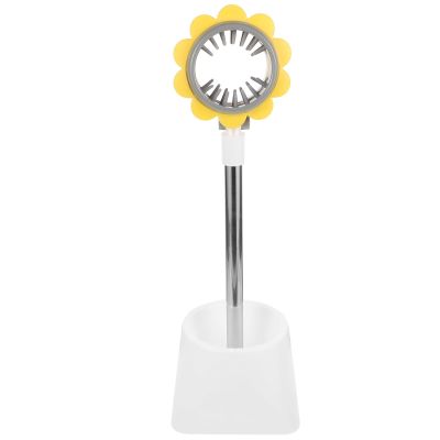 COOLHIYA Hands-free Hair Dryer Holder Stand, Rotating Floor Hairdryer Support with Flower Pattern, White Non-drill Grooming Blow Dryer Rack for Bathroom Use