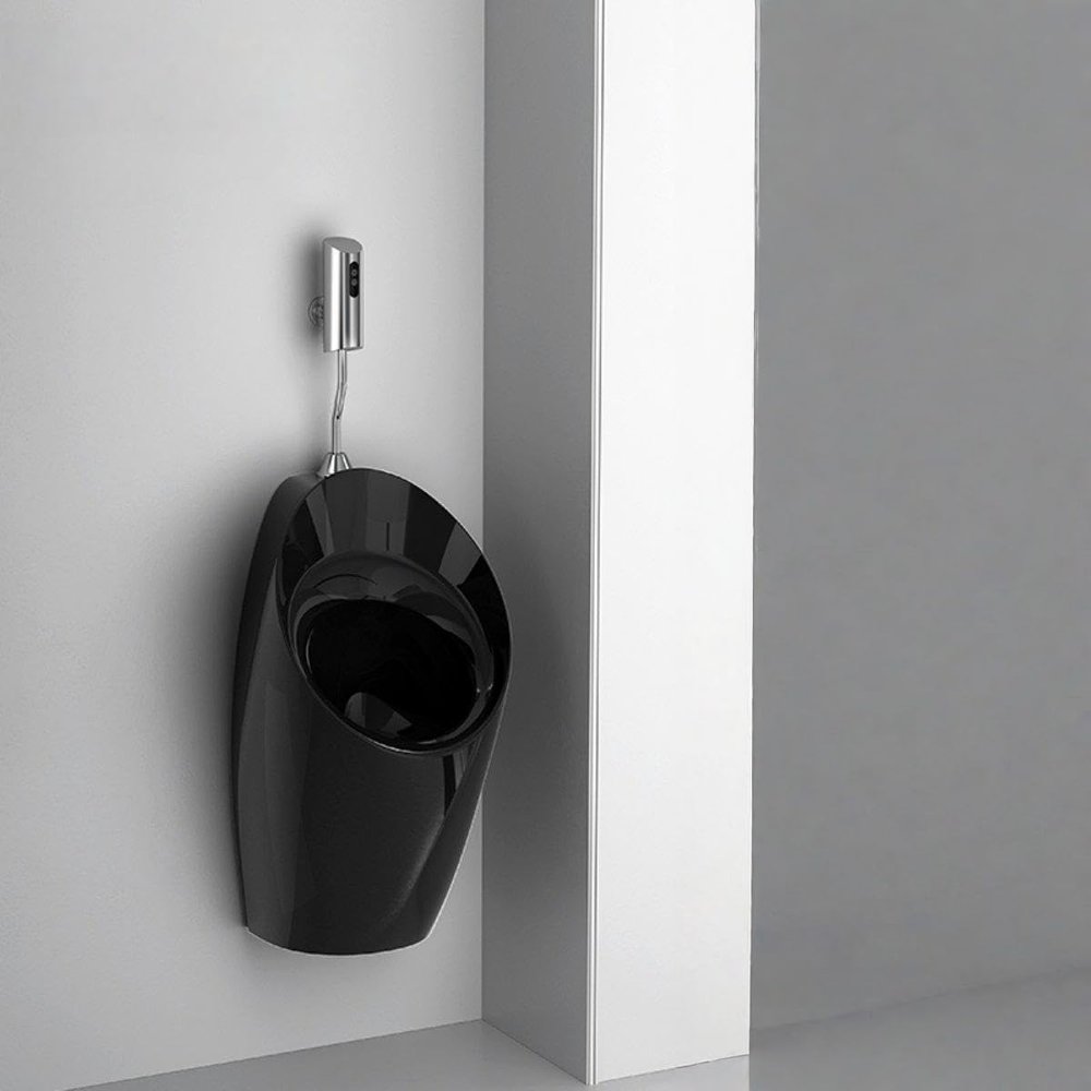 APSEQR Wall Mounted Ceramic Urinals with Sensor Flush Valve, Spill Proof Dry Urinals for Men, Automatic Flush for Hotels, Airports, Restaurants, Public Restrooms
