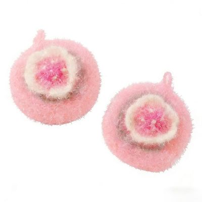 Kitchen Dish Sponge with Avocado Design Non-Scratch, Reusable Scrubber 2-Pack for Non-Stick Cookware (Pink)