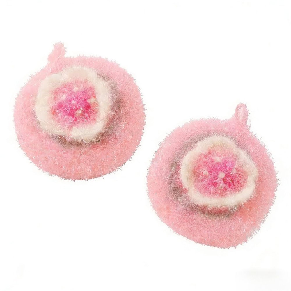 Kitchen Dish Sponge with Avocado Design Non-Scratch, Reusable Scrubber 2-Pack for Non-Stick Cookware (Pink)