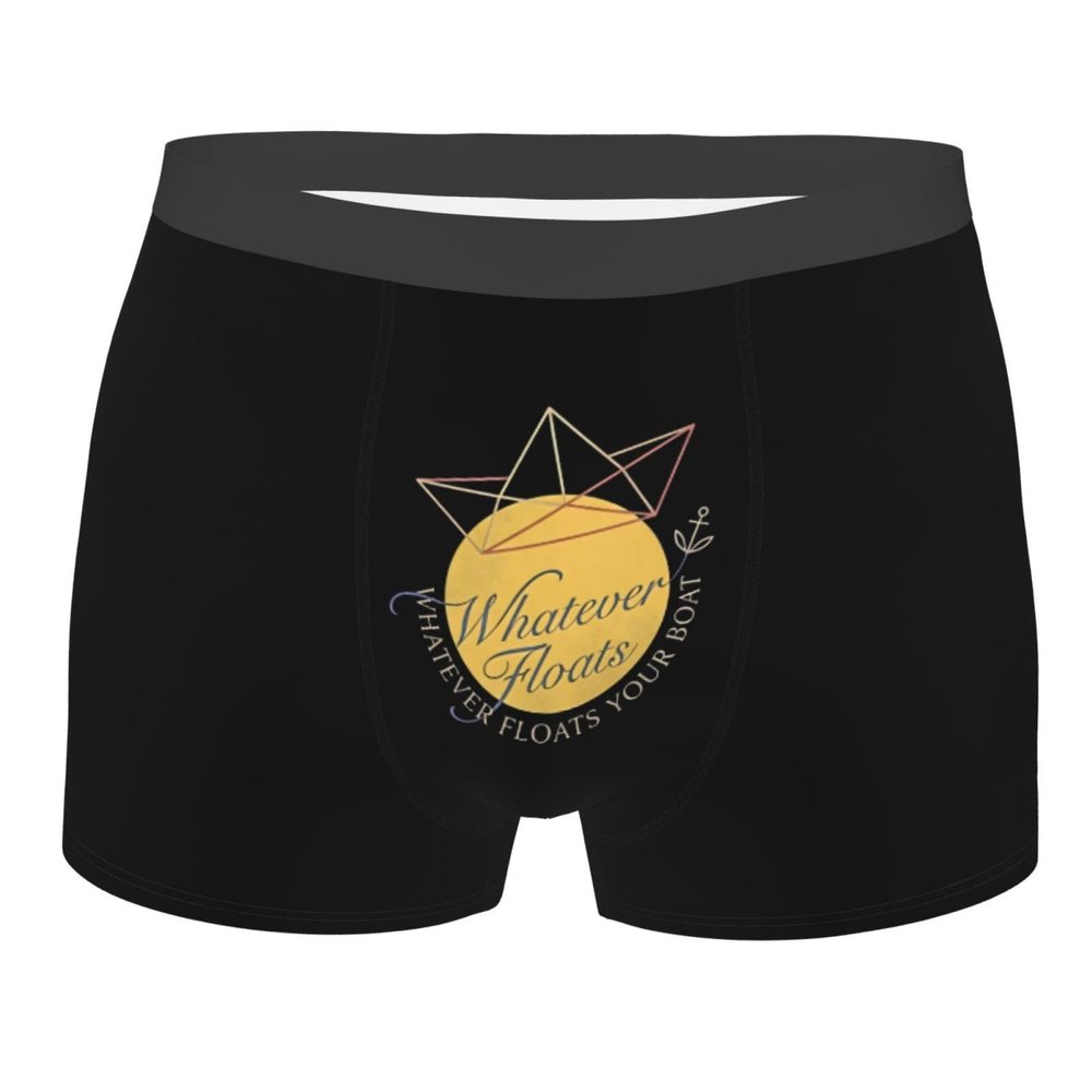 DEFUSELI WHATEVER FLOATS YOUR BOATMen's Breathable Underwear With Space Capsule Design Comfortable Supportive Black