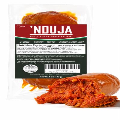Nduja Spicy Spreadable Salami, Spicy Salami Spread Charcuterie Meat Spread 5 Ounce