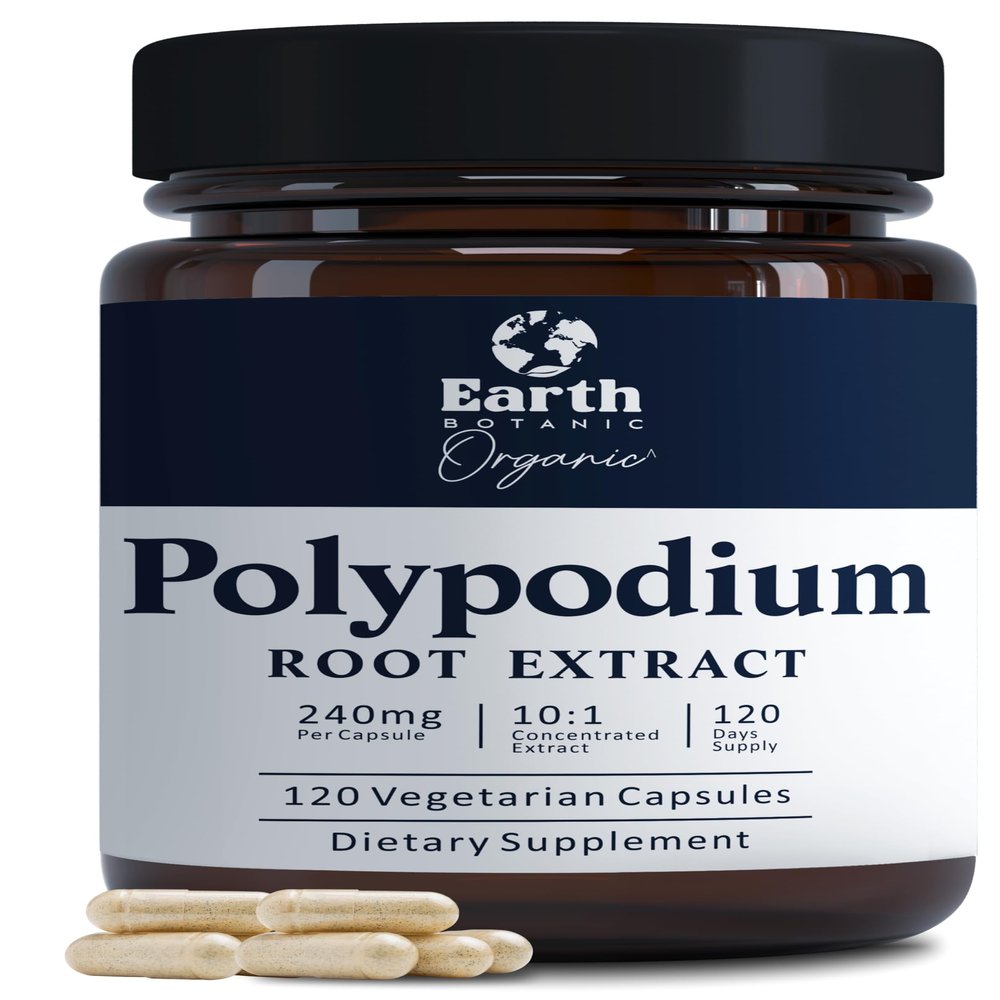 Earth Botanic Organic Polypodium Leucotomos Capsules 240 mg | Polypodium Extract 10:1 Supplement | Herbal Antioxidant Formula | Plant Based Botanical Capsules | Non-GMO | 120 Veg Capsules