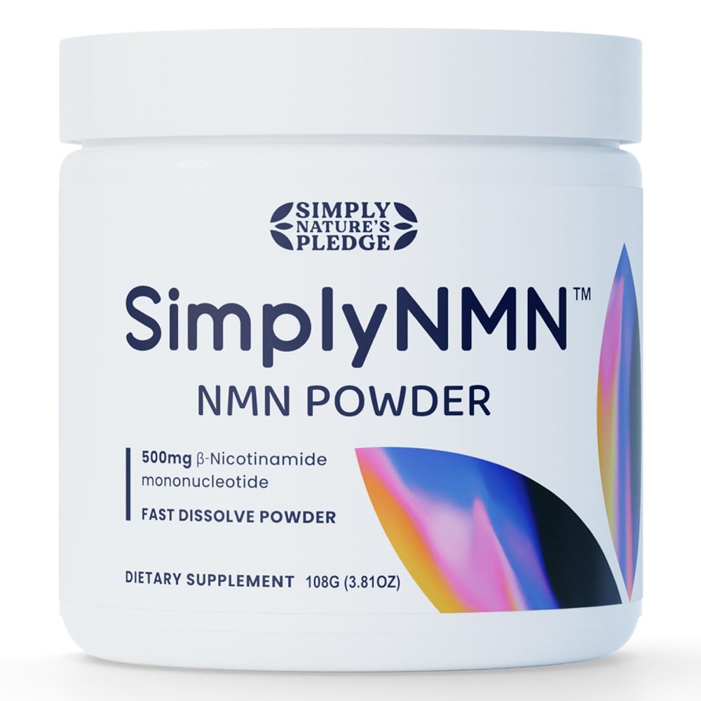 Simply Nature's Pledge Simply NMN Powder 108g Fast Dissolve Nicotinamide Mononucleotide 500mg Pure NMN NAD+ Booster USA Manufactured & Third-Party Tested - The Renued Science of Longevity