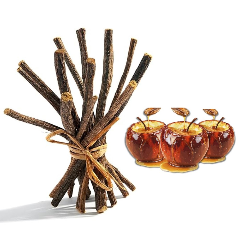 16oz. Caramel Apple Licorice Root Chew Sticks for Humans. 100% Pure Natural | Oral Health & Fresh Breath | Individual Liquorice Chew Sticks are 6.5-7 inches LongGlycyrrhiza Glabra from Turkey.