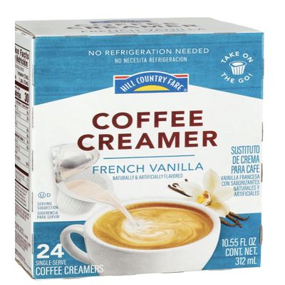 Hill Country Fare Single Serve Creamer Cups - 24 count - 2 boxes - No refrigeration needed (French Vanilla)