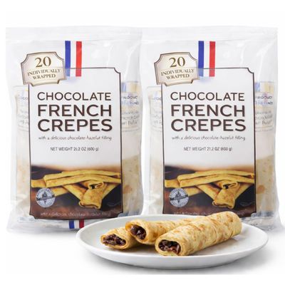 Chocolate French Crepes, 20 Individually Wrapped per Bag, Chocolate Hazelnut Filled French-Style Crepes, Imported from France, 21.2 oz (600g) Each (Pack of 2)