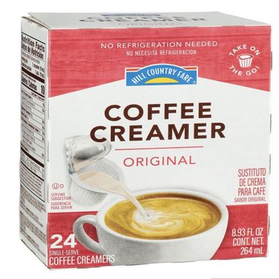 Hill Country Fare Single Serve Creamer Cups - 24 count - 2 boxes - No refrigeration needed (Original Unflavored)