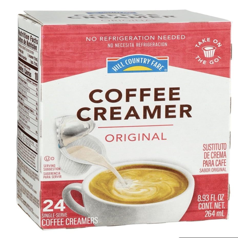 Hill Country Fare Single Serve Creamer Cups - 24 count - 2 boxes - No refrigeration needed (Original Unflavored)