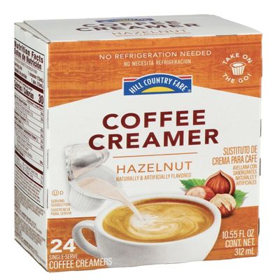 Hill Country Fare Single Serve Creamer Cups - 24 count - 2 boxes - No refrigeration needed (Hazelnut)